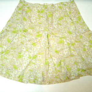 Banana Republic Skirt Tan Green Floral Size 8 Cotton
